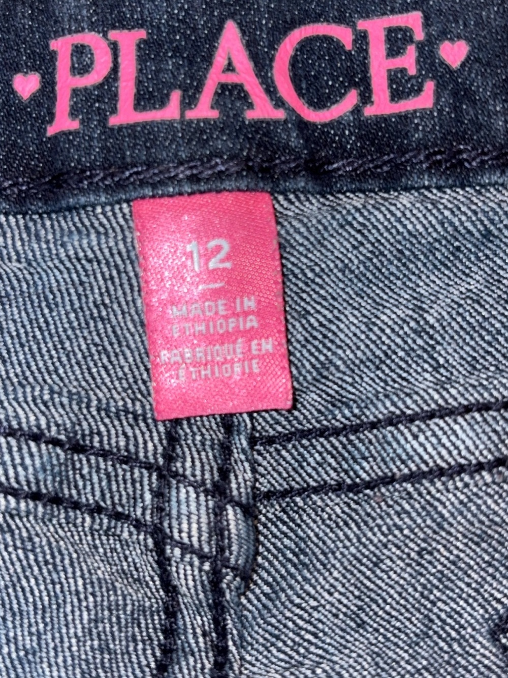 The Children's Place Black Stretch Jeggings with Pink Logo Detail